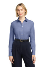 Brooks Brothers Women's Wrinkle-Free Stretch Pinpoint Shirt BB18001 Cobalt Blue
