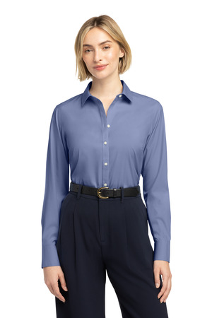 Brooks Brothers Women's Wrinkle-Free Stretch Pinpoint Shirt BB18001 Cobalt Blue