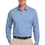 Brooks Brothers Tech Stretch Patterned Shirt BB18006 Charter Blue Check