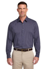 Brooks Brothers Tech Stretch Patterned Shirt BB18006 Navy Blazer Multi Check