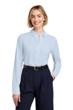 Brooks Brothers Women's Full-Button Satin Blouse BB18007 Heritage Blue