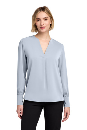 Brooks Brothers Women's Open-Neck Satin Blouse BB18009 Heritage Blue