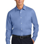 Brooks Brothers Wrinkle-Free Stretch Pinpoint Spread Collar Shirt BB18012 Cobalt Blue