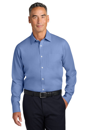 Brooks Brothers Wrinkle-Free Stretch Pinpoint Spread Collar Shirt BB18012 Cobalt Blue