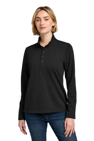Brooks Brothers Women's Mid-Layer Stretch 1/2-Button BB18203 Black Heather