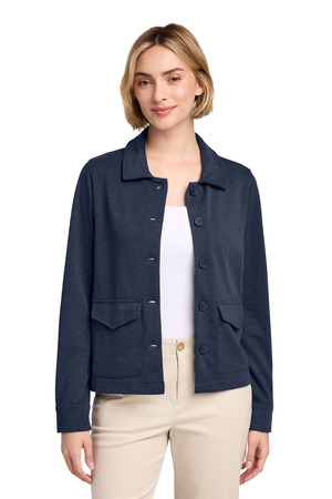 Brooks Brothers Women's Mid-Layer Stretch Button Jacket BB18205 Navy Blazer Heather