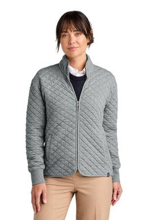 Brooks Brothers Women's Diamond Quilt Full-Zip BB18213 Light Shadow Grey Heather