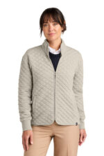 Brooks Brothers Women's Diamond Quilt Full-Zip BB18213 Oatmeal Heather