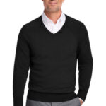 Brooks Brothers Cotton Stretch V-Neck Sweater BB18400 Deep Black