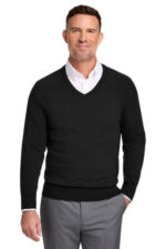 Brooks Brothers Cotton Stretch V-Neck Sweater BB18400 Deep Black
