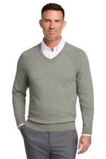 Brooks Brothers Cotton Stretch V-Neck Sweater BB18400 Light Shadow Grey Heather
