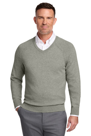 Brooks Brothers Cotton Stretch V-Neck Sweater BB18400 Light Shadow Grey Heather