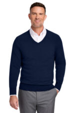 Brooks Brothers Cotton Stretch V-Neck Sweater BB18400 Navy Blazer