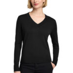 Brooks Brothers Women's Cotton Stretch V-Neck Sweater BB18401 Deep Black