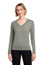 Brooks Brothers Women's Cotton Stretch V-Neck Sweater BB18401 Light Shadow Grey Heather