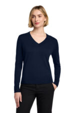 Brooks Brothers Women's Cotton Stretch V-Neck Sweater BB18401 Navy Blazer