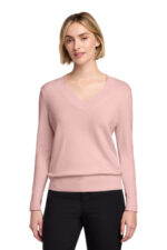 Brooks Brothers Women's Cotton Stretch V-Neck Sweater BB18401 Pearl Pink