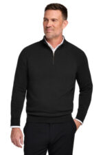 Brooks Brothers Cotton Stretch 1/4-Zip Sweater BB18402 Deep Black