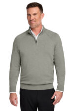 Brooks Brothers Cotton Stretch 1/4-Zip Sweater BB18402 Light Shadow Grey Heather