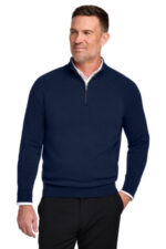 Brooks Brothers Cotton Stretch 1/4-Zip Sweater BB18402 Navy Blazer