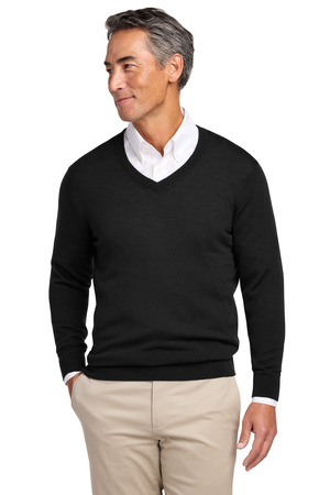 Brooks Brothers Washable Merino V-Neck Sweater BB18410 Deep Black