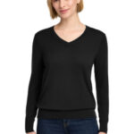 Brooks Brothers Women's Washable Merino V-Neck Sweater BB18411 Deep Black