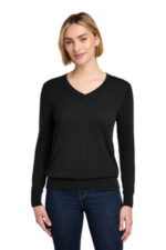 Brooks Brothers Women's Washable Merino V-Neck Sweater BB18411 Deep Black