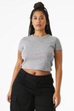 BELLA+CANVAS Women's Micro Rib Baby Tee BC1010 Athletic Heather