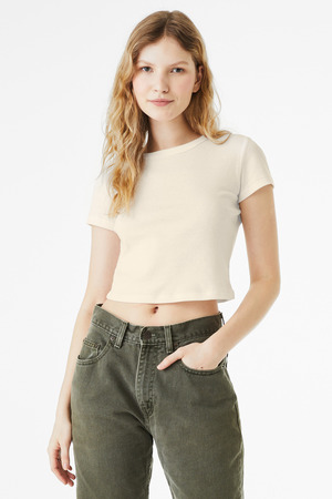 BELLA+CANVAS Women's Micro Rib Baby Tee BC1010 Solid Natural Blend