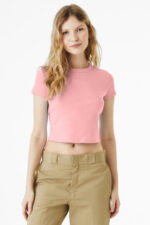 BELLA+CANVAS Women's Micro Rib Baby Tee BC1010 Solid Pink Blend