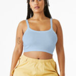 BELLA+CANVAS Women's Micro Rib Spaghetti Strap Tank BC1012 Solid Baby Blue Blend