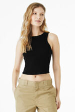 BELLA+CANVAS Women's Micro Rib Racer Tank BC1019 Solid Black Blend