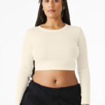 BELLA+CANVAS Women's Micro Rib Long Sleeve Baby Tee BC1501 Solid Natural Blend