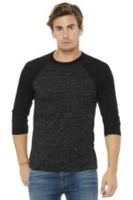 BELLA+CANVAS Unisex 3/4-Sleeve Baseball Tee. BC3200 Black Marble/ Black