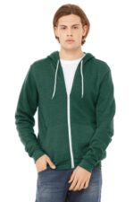 BELLA+CANVAS Unisex Sponge Fleece Full-Zip Hoodie. BC3739 Heather Forest