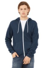 BELLA+CANVAS Unisex Sponge Fleece Full-Zip Hoodie. BC3739 Heather Navy