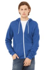 BELLA+CANVAS Unisex Sponge Fleece Full-Zip Hoodie. BC3739 Heather True Royal