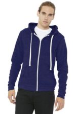 BELLA+CANVAS Unisex Triblend Sponge Fleece Full-Zip Hoodie. BC3909 Navy Triblend