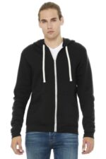 BELLA+CANVAS Unisex Triblend Sponge Fleece Full-Zip Hoodie. BC3909 Solid Black Triblend