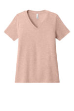 BELLA+CANVAS Women's Relaxed Heather CVC V-Neck Tee BC6405CVC Heather Peach