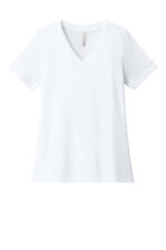 BELLA+CANVAS Women's Relaxed Heather CVC V-Neck Tee BC6405CVC Solid White Blend