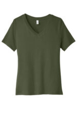BELLA+CANVAS Women's Relaxed Jersey Short Sleeve V-Neck Tee. BC6405 Military Green
