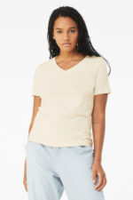 BELLA+CANVAS Women's Relaxed Jersey Short Sleeve V-Neck Tee. BC6405 Natural