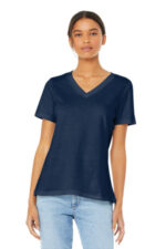 BELLA+CANVAS Women's Relaxed Jersey Short Sleeve V-Neck Tee. BC6405 Navy