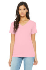 BELLA+CANVAS Women's Relaxed Jersey Short Sleeve V-Neck Tee. BC6405 Pink