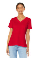 BELLA+CANVAS Women's Relaxed Jersey Short Sleeve V-Neck Tee. BC6405 Red