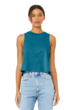 BELLA+CANVAS Women's Racerback Cropped Tank. BC6682 Heather Deep Teal