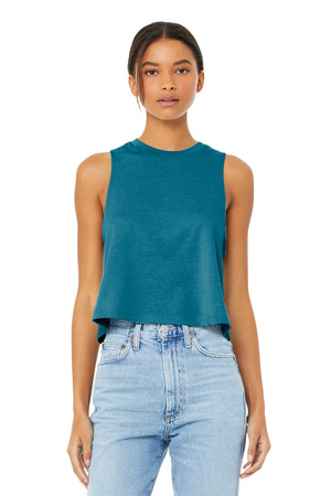 BELLA+CANVAS Women's Racerback Cropped Tank. BC6682 Heather Deep Teal