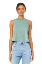 BELLA+CANVAS Women's Racerback Cropped Tank. BC6682 Heather Dusty Blue