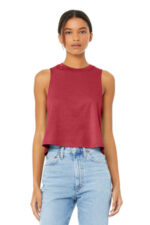 BELLA+CANVAS Women's Racerback Cropped Tank. BC6682 Heather Red